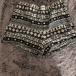 PINK Victoria's Secret Black and White Patterned PJ Shorts